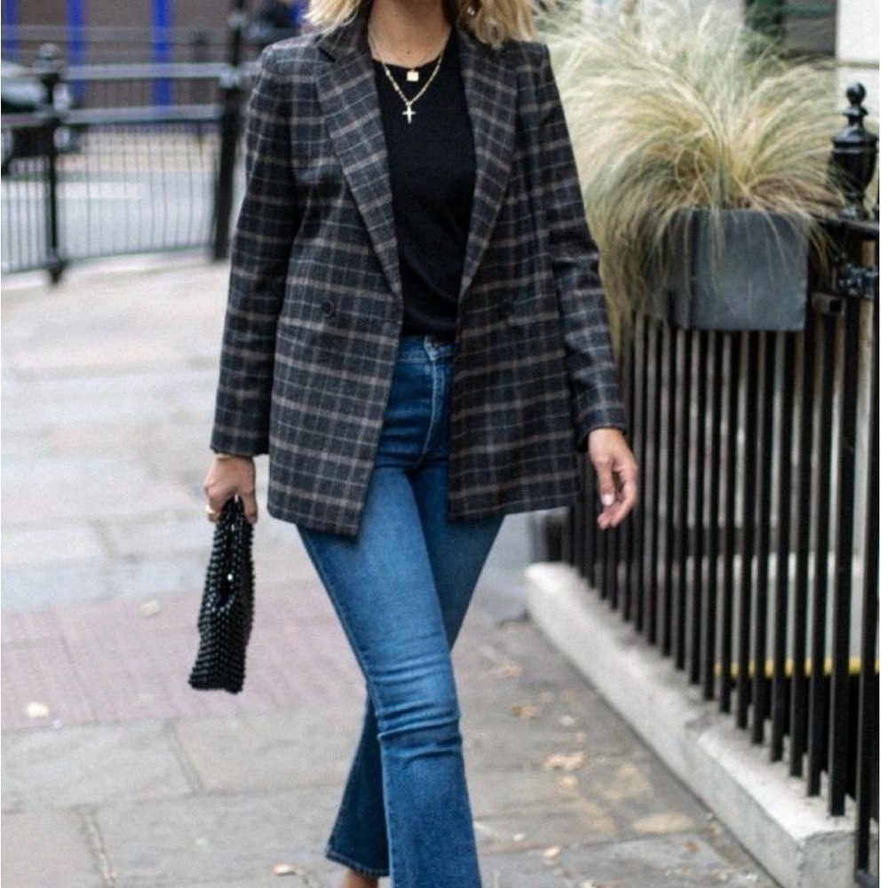 Vintage Sag Harbor Gray and Blue Plaid Blazer